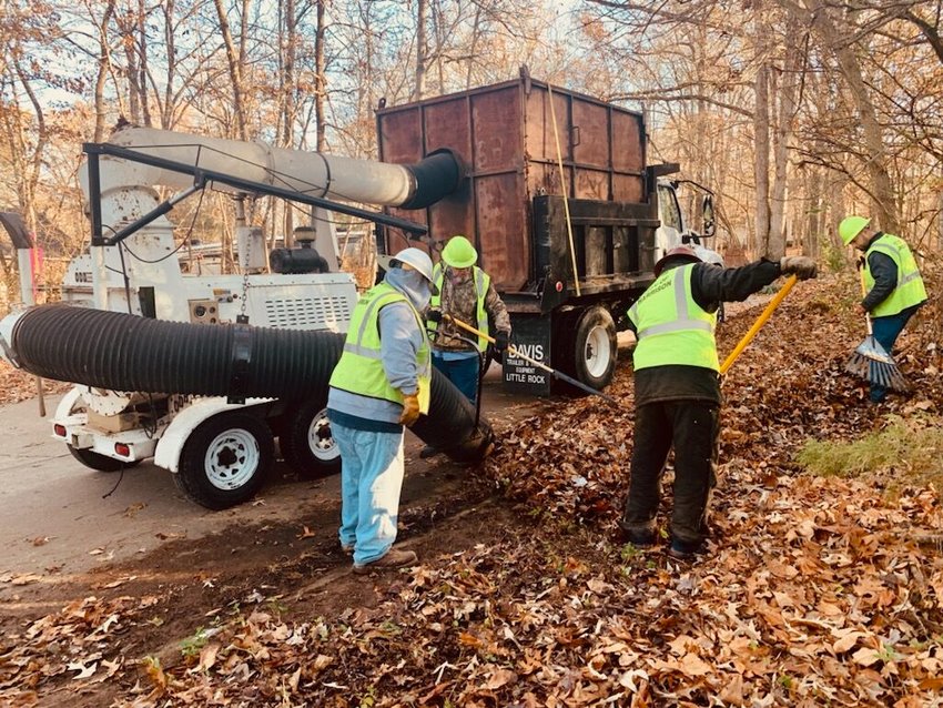 Contributed photo/Lee H. Dunlap   Harrison city workers were picking up leaves in Ward 2 last week. Due to a mechanical problem they will still probably be in Ward 2 next week.