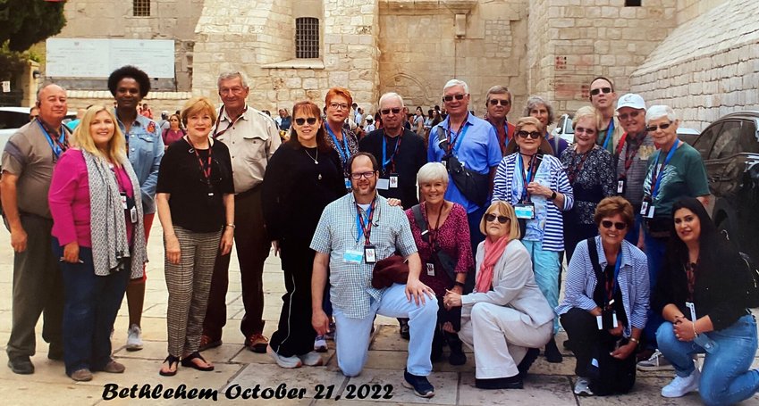 CONTRIBUTED PHOTO   The group from First Christian Church who traveled to the Holy Land in October 2022.