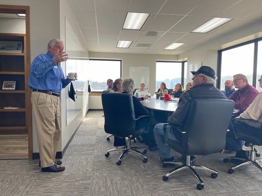President of the Harrison Regional Chamber of Commerce, Bob Largent met with nonprofits to introduce them to each other and be aware of services provided for the community. DONNA BRAYMER/STAFF