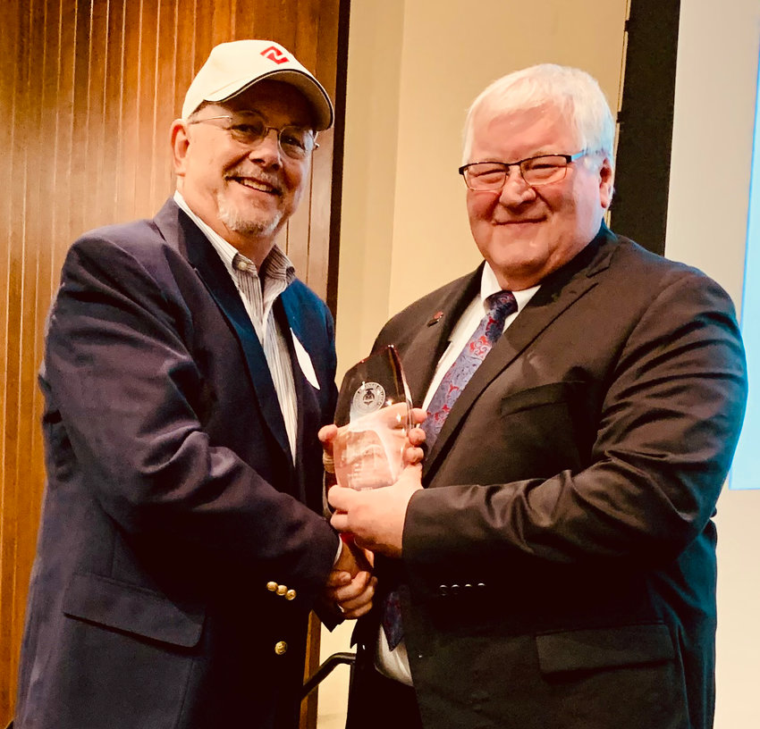 Bill Lovell (left) received the 2023 Pioneer Impact Award Tuesday night, April 4, from North Arkansas College Foundation. Presenting the award  is Northark President Bill Massengale. Lovell is a local businessman and former member of the North Arkansas College Board of Trustees. This award was established in 2018 to recognize individuals for their service to Northark and to the community. Mr. Lovell is an alum who has been a longtime supporter of Northark over the years in a variety of ways. Northark is proud to honor him for his service.