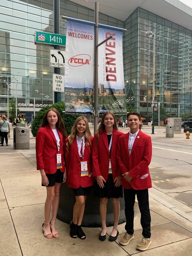 Harrison Middle School FCCLA members (from left) Mila Bathke, Klaira Younger, Mattie Rodden, and Gunnar Johnson won several medals competing against other schools at the National Leadership Conference in July. CONTRIBUTED PHOTO