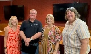 BNCRTSS members (from left) Lynn Holmes, Matt Hughes, insurance representative, Lisa Bailey, and Donna Morey discussed health care plans for retired teachers at the September BNCRTSS meeting. CONTRIBUTED PHOTO