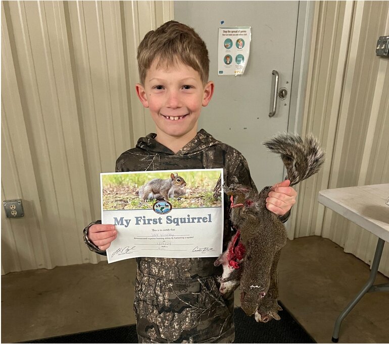 Jack Wooley enjoyed his first Big Squirrel Challenge! The Arkansas Game and Fish Commission saw record participation in the hunting event in 2024. CONTRIBUTED PHOTO