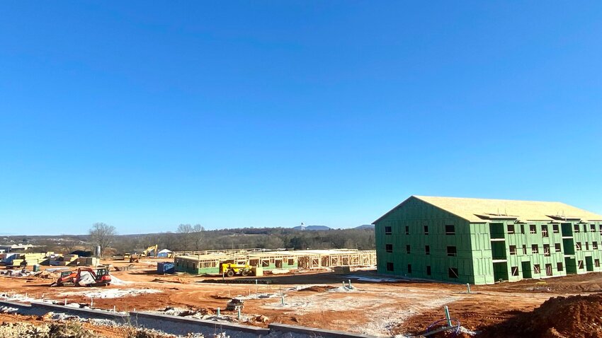 Progress is being quickly made on the construction of Rock Springs Apartments in Harrison. LORETTA KNIEFF / STAFF