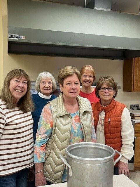 Ladies preparing for Upcoming Lenten Lunches (front row from left) Randi Morton, Sharon Huff, Joyce Pittman, Jean Senn (back row) and Susan Timbrook. Not pictured, Celia Allen. The lunches will be held each Wednesday beginning Feb. 21 through March 27 at 12:05 p.m. in the Fellowship Hall of First Christian Church. CONTRIBUTED PHOTO