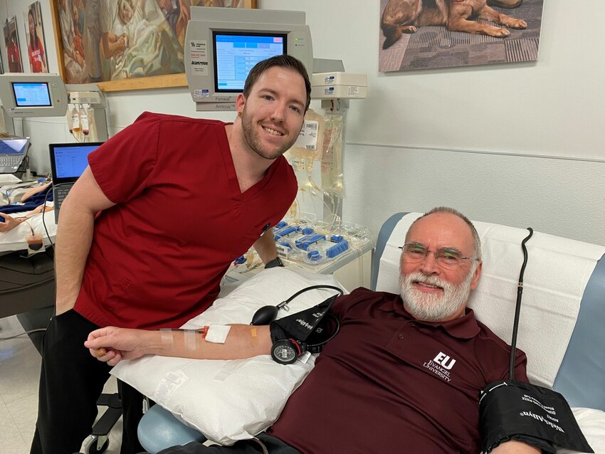 Dr. Don Tosh at a recent blood donation. Tosh has given 500 blood donations to the American Red Cross. CONTRIBUTED PHOTO