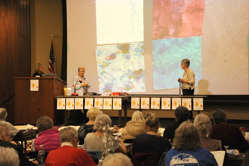 A presentation on paper piecing is given at the NWA quilt workshop on March 7. CONTRIBUTED PHOTO / LEE H. DUNLAP