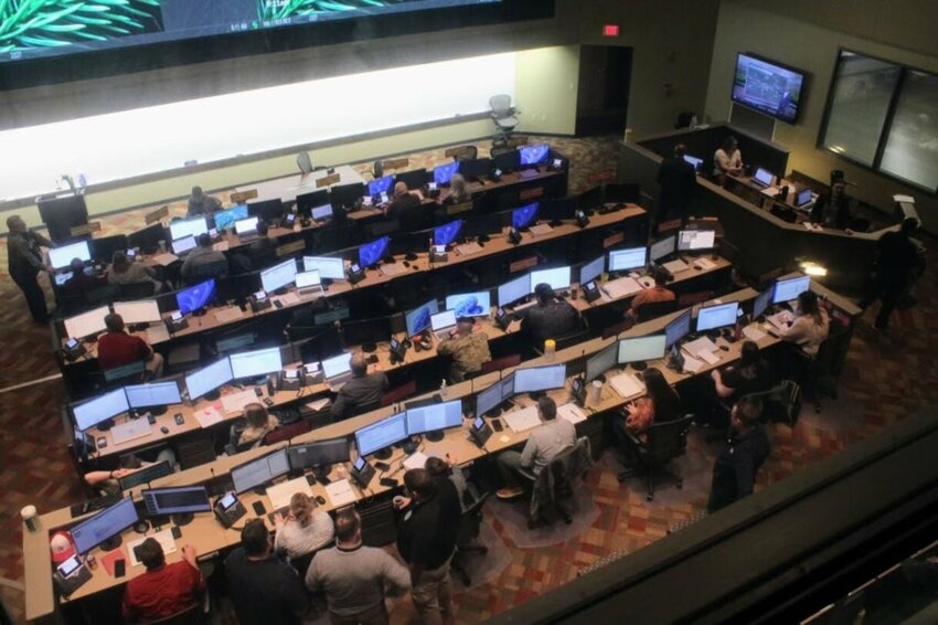 Emergency managers and representatives of several state agencies conduct a training exercise in preparation for the expected influx of visitors to the state for the upcoming solar eclipse. The ADEM Emergency Operations Center, seen here, which will be in operation from Sat., April 6, until Weds., April 10. CONTRIBUTED PHOTO