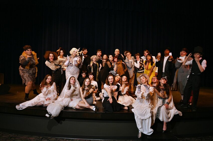 A large cast readies to perform &quot;The Addams Family, A New Musical&quot; at the Harrison High School Performing Arts Center April 12, 13, 19 and 20 at 7 p.m. and April 14 and 21 at 2 p.m. Tickets are on sale at HHSPAC.org. CONTRIBUTED PHOTO