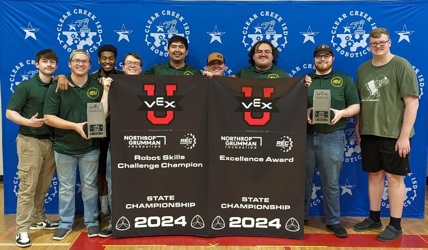 Arkansas Tech University robotics team at the 2024 Texas VEX U Tournament in February. The team is headed to the world championship this weekend. CONTRIBUTED PHOTO