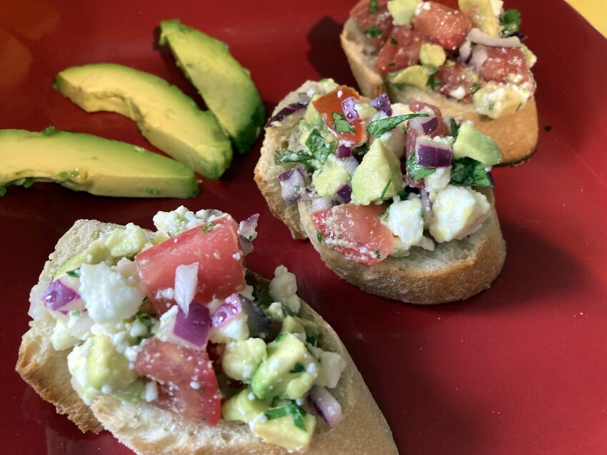 This Mexican Bruschetta provides great pops of flavor to start off any party or meal. CONTRIBUTED PHOTO / LINDA MASTERS