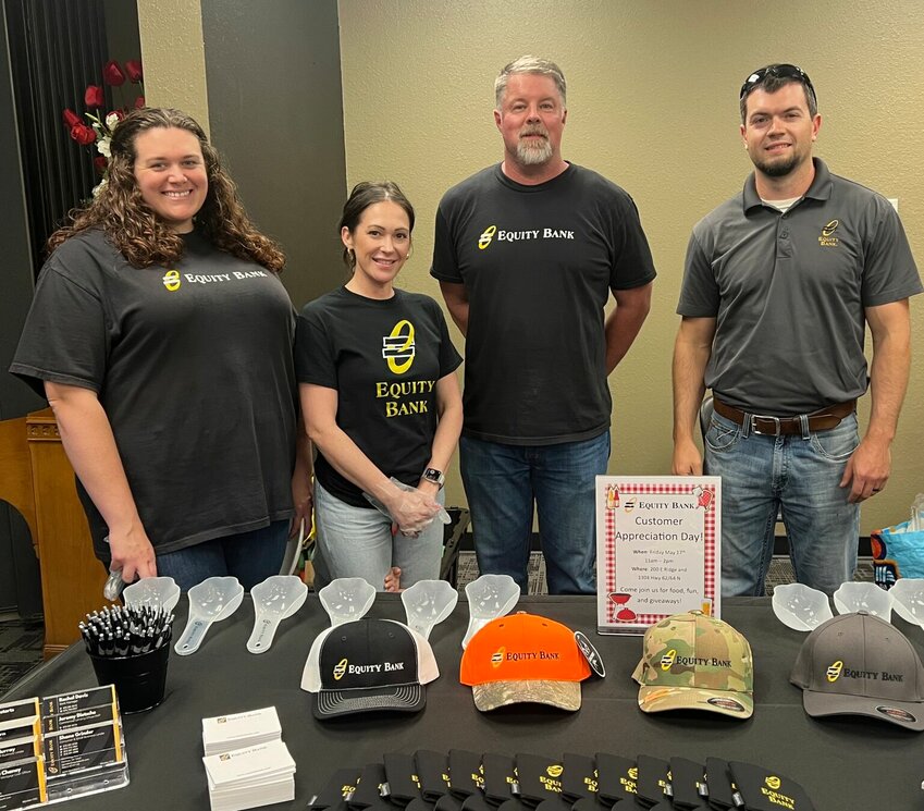 Equity Bank staff members visit the Boone County Cattlemen's Association May meeting. L to R: Jessica Deterts, North Bank Branch Manager; Rachel Davis, Downtown Bank Branch Manager; Jeremy Dietsche, Commercial Lender; Ben Wilburn, Commercial & Ag Lender CONTRIBUTED PHOTO