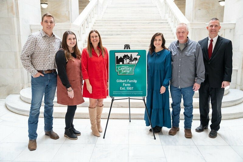 The Gilbert Family farm, of Boone County, is honored during the 2024 Arkansas Century Farm induction ceremony. CONTRIBUTED PHOTO