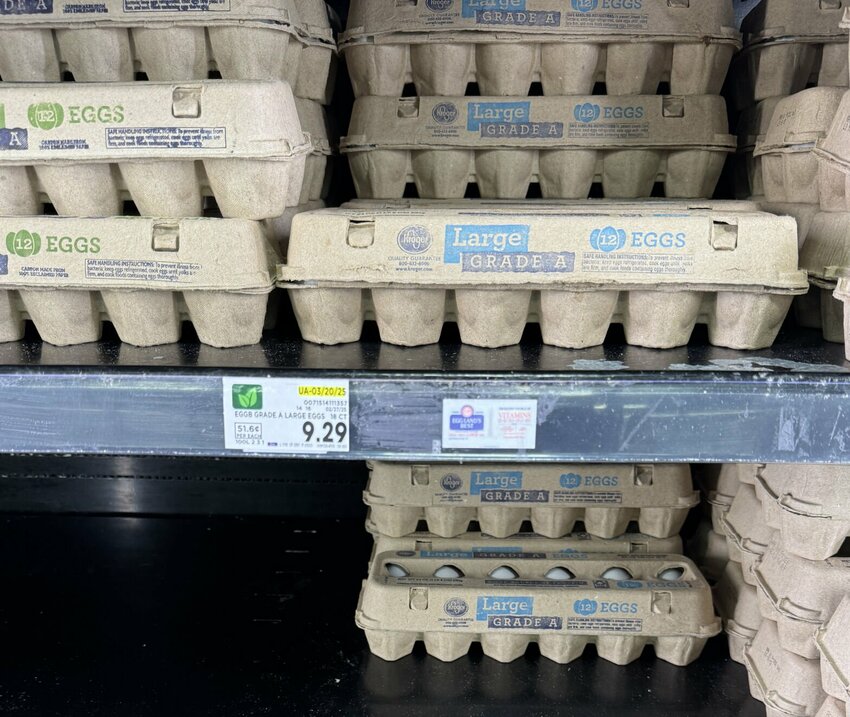 CONTRIBUTED PHOTO   The price of eggs clocked in at more than $9 for 18 eggs on March 10, in Little Rock.