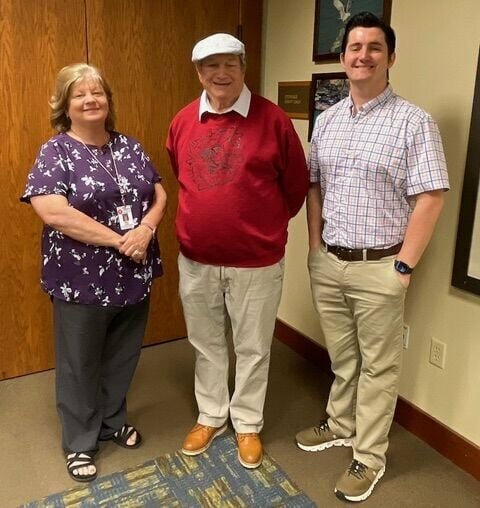 Discussing the importance of Arkansas Prevention Needs Assessment (APNA) Survey at the conclusion of the Tuesday, March 25, meeting of the Arkansas Regional Prevention Providers Task Force, Region 2 are from left, Mary Eakin, Hometown Health NW Regional coordinator for the Arkansas Department of Health; Jeff Dezort, chair of the Newton County Hometown Health Initiative and its Partners in Prevention Drug Free Communities program and Kyle Evatt, coordinator of Region 2 associated with North Arkansas Partnership for Health Education (NAPHE) in Harrison. CONTRIBUTED PHOTO