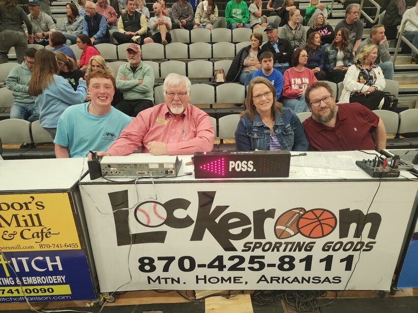 The scorer's table workers for the North Central Arkansas All-Star Game included: Mason Simpson (from left) Dr. Rick Massengale; Johanna Massengale; and Kevin Kaeser.