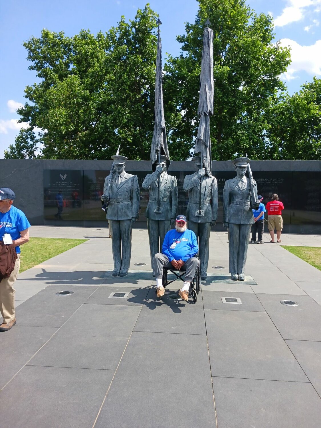 Wayne Cone at the Honor Guard sculpture acts as a human complement to the steel spires of the Air Force Memorial. CONTRIBUTED PHOTO