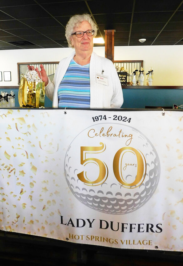 Henny Bloemker is honored for being a member of Lady Duffers over 20 years.
