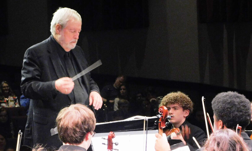 Tom McDonald ASO Academy Orchestra Conductor, directs the ensemble performing three notable selections, Inchon, The Mission and Pirates of the Caribbean. (Sandy Johansen photos)