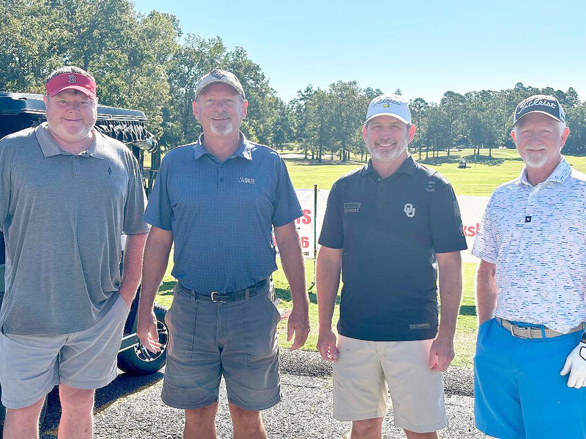 Posing for a photo before the tournament, l-r Chris Carmack, Rich Eissens, Robert Harkey, Gary Thompson. (Robin Raborn Burns photo)