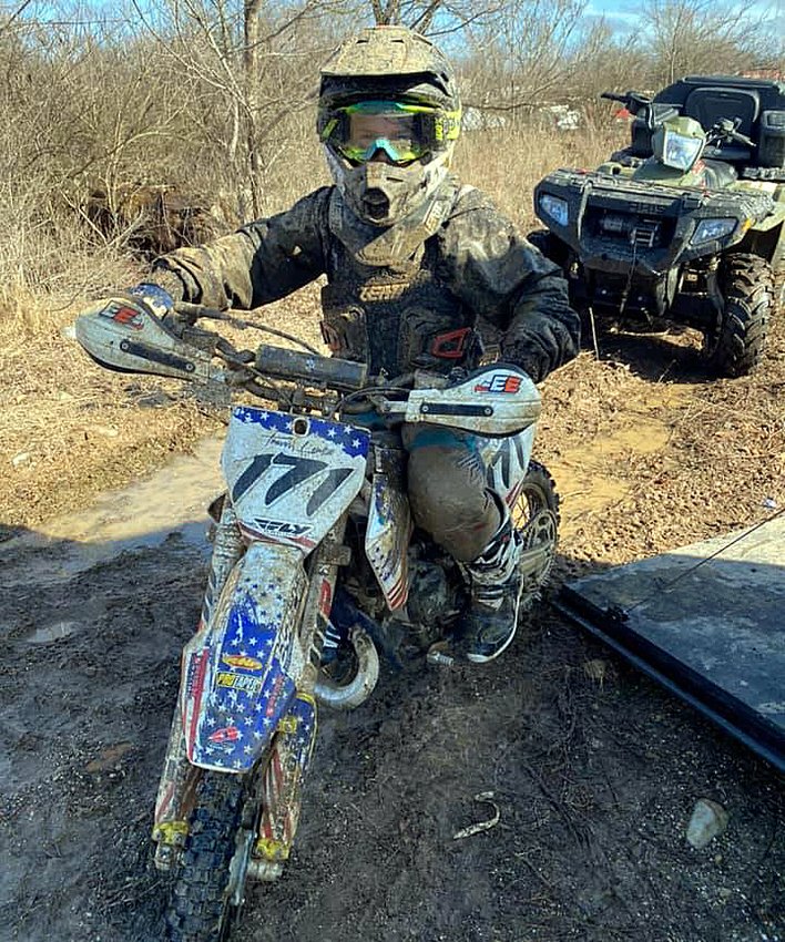 Walshville's Travis Lentz was the baddest (and possibly the muddiest) at the Battle of the Badlands on Feb. 28, taking first in the 65cc class for his age group.