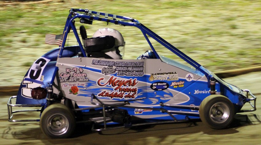 Litchfield quarter midget racer Bodee Everett took second in the Senior Animal and Light World races at the Abraham Lincoln Quarter Midget Association race track on Saturday, April 24.