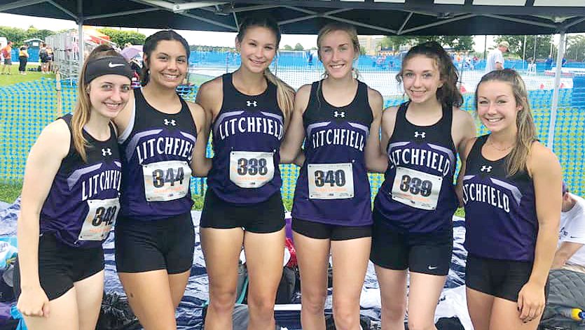 It was a successful end to the season as the Litchfield girls track team had seven entries at the state meet on Thursday, June 17, in Charleston. From the left are Kate Komor, Kendall Stewart, Lily Braasch, Carly Guinn, Emma Dively and Carson Lemon.