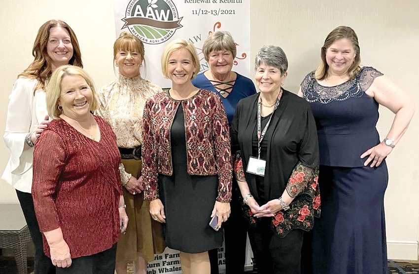 Pictured above are the 2022-2023 American Agri-Women executive committee. In front, from the left are Karolyn Zurn, Heather Hampton+Knodle and Jacquie Compston. In back are Kim Bremmer, Laura Hart, Kathy Goodyke, Rose Tryon Vancott.