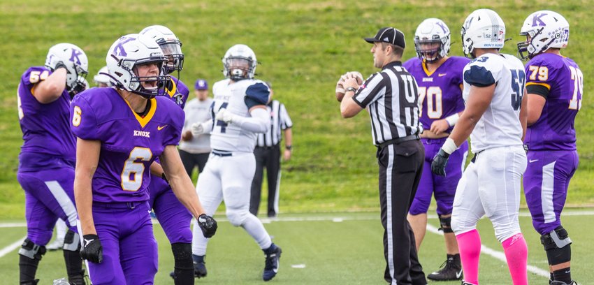 Trevor Geggie, a Knox College football player and Litchfield graduate, achieved the football version of a hat trick against Lawrence University, scoring three times in the win by the Prairie Fire.