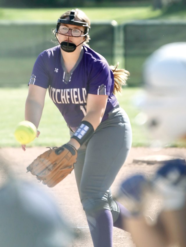 Litchfield pitcher Laynie Wyatt completes her delivery during the Purple Panthers' regional game against Greenville on May 16. The Comets used a six-run second inning to beat the Panthers 10-0 in six innings, their third win over their fellow South Central Conference member this year.