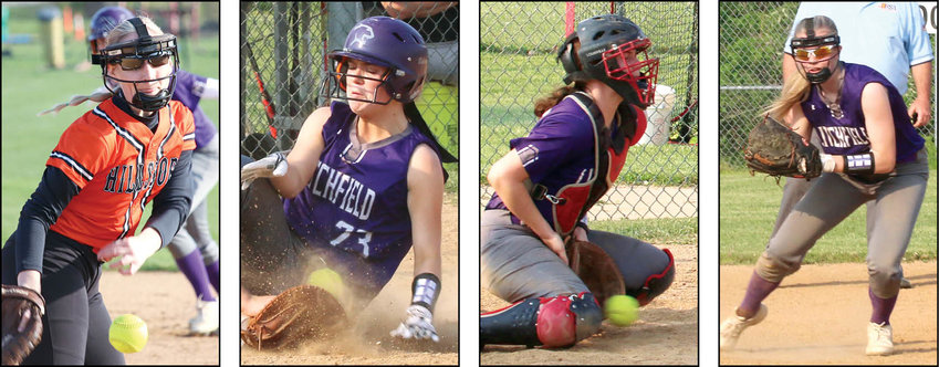 Four Montgomery County high school softball players earned all-conference recognition from the coaches of the South Central Conference during the 2020-2021 softball season. Form the left are Taelyn Smith, Taylor Brakenhoff, Bella Roach and Annika Rhodes.