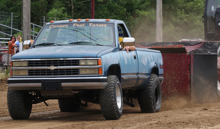 Shawn Murray of Irving was the top finisher in the Hot Stock class at the Montgomery County Fair truck pulls on June 26. Murray's 1990 Chevrolet pulled 325.44 feet good enough for third in the nine-truck field.