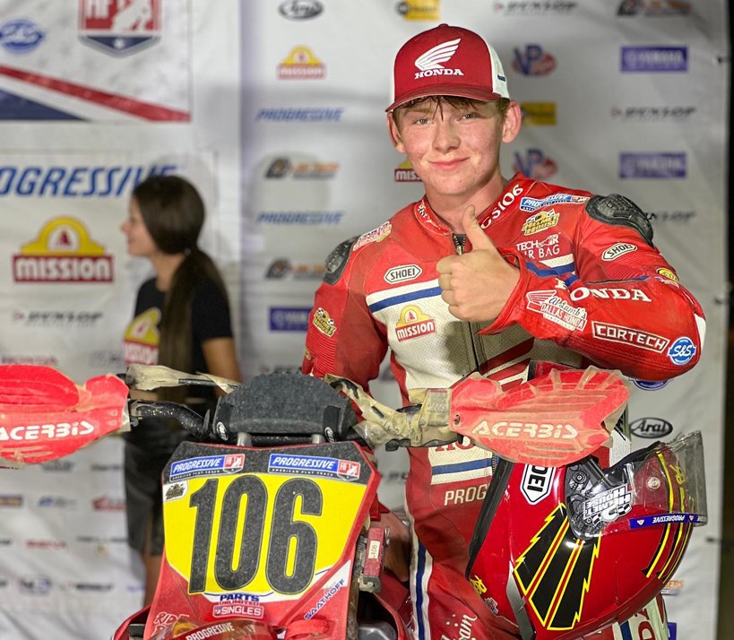 For the second time in as many races, Chase Saathoff finished on the podium in the Parts Unlimited American Flat Track Singles series. Racing on the familiar half-mile at the Allen County Fairgrounds in Lima, OH, Saathoff took third behind winner Kody Kopp and runner-up Tom Drane.