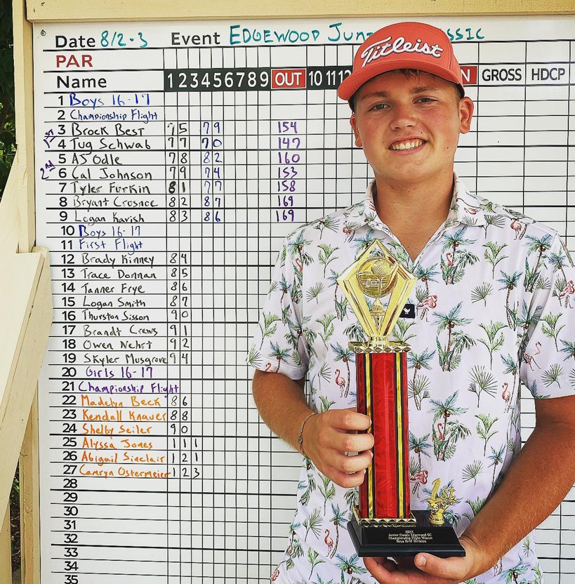 Litchfield&rsquo;s Tug Schwab took first overall at the Edgewood Junior Classic on Aug. 2-3. Schwab, who will be a junior at Litchfield High School, shot a 2-under-par 70 to give himself a 147 for the two-day tournament and a six-stroke win over Sacred Heart-Griffin&rsquo;s Cal Johnson.