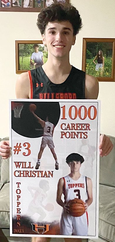 With 25 points in Hillsboro's 55-51 loss to Southwestern on Feb. 14, Will Christian became the 19th Hillsboro boys basketball player to reach the 1,000 point milestone for his career.