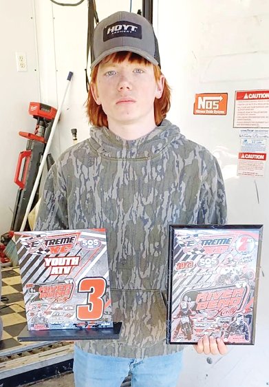 Two Journal-News Motorsports racers brought home a pair of top three finishes from the opening round of the Extreme XC Racing Series in Bloomfield, IN on March 4-5. Above, Butler&rsquo;s Briar Kuhl finished second in the Youth ATV Super Mini class and third overall.