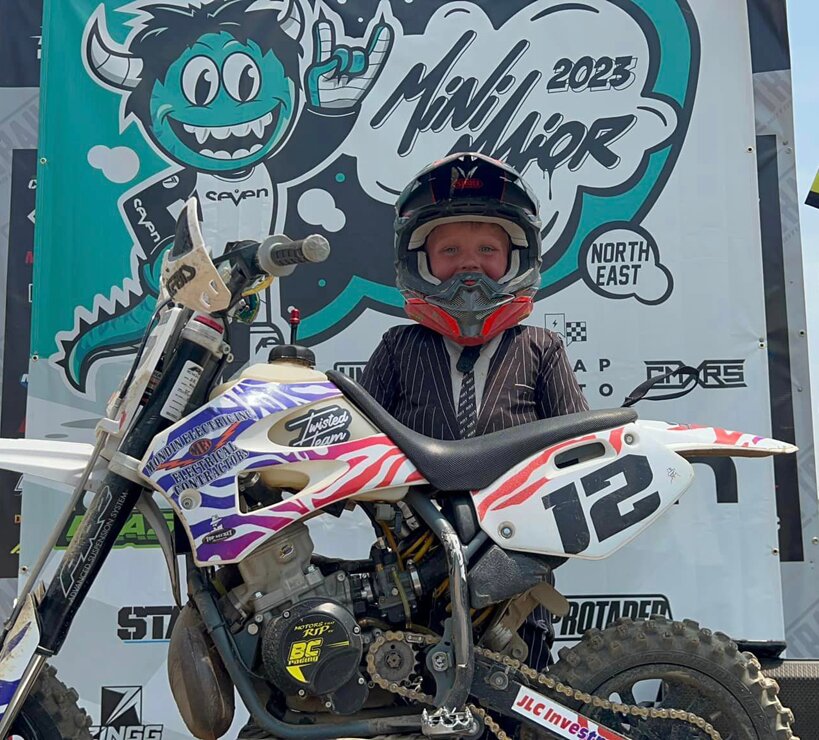 Hillsboro&rsquo;s Archer Durbin picked up a win in the 50cc Beginner Open class at the 2023 North/East Mini Major at Lincoln Trail Motosports on June 2-4 in Casey, one of 10 entries he and brother Huntley had during the event.