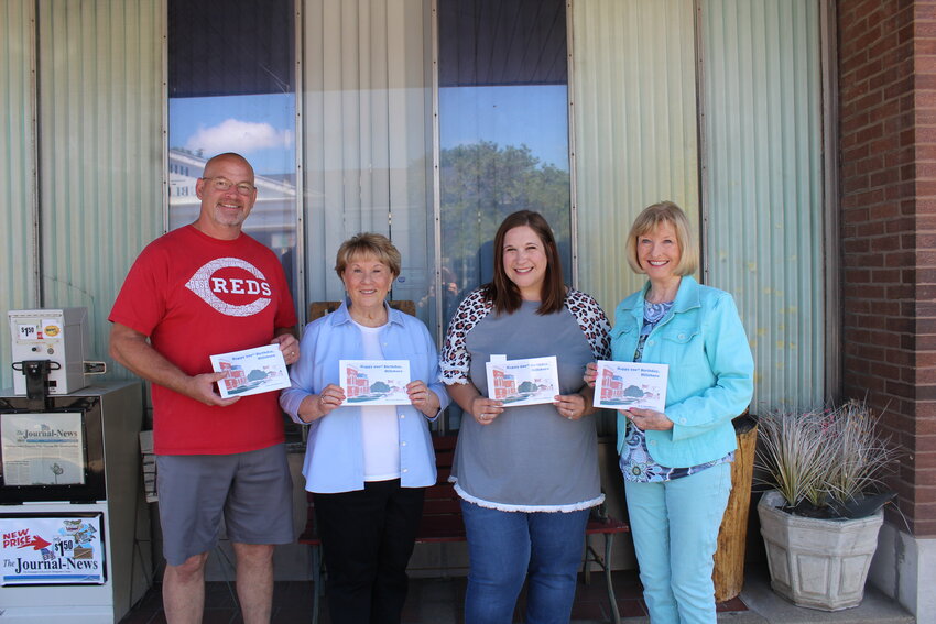 Happy 200th Birthday Hillsboro, an illustrated book commemorating Hillsboro&rsquo;s bicentennial year, is now available for purchase. From the left, are cover illustrator Don Downs, editor Barb Hewitt, illustrator Danielle Seago and writer Dr. Patty Whitworth.