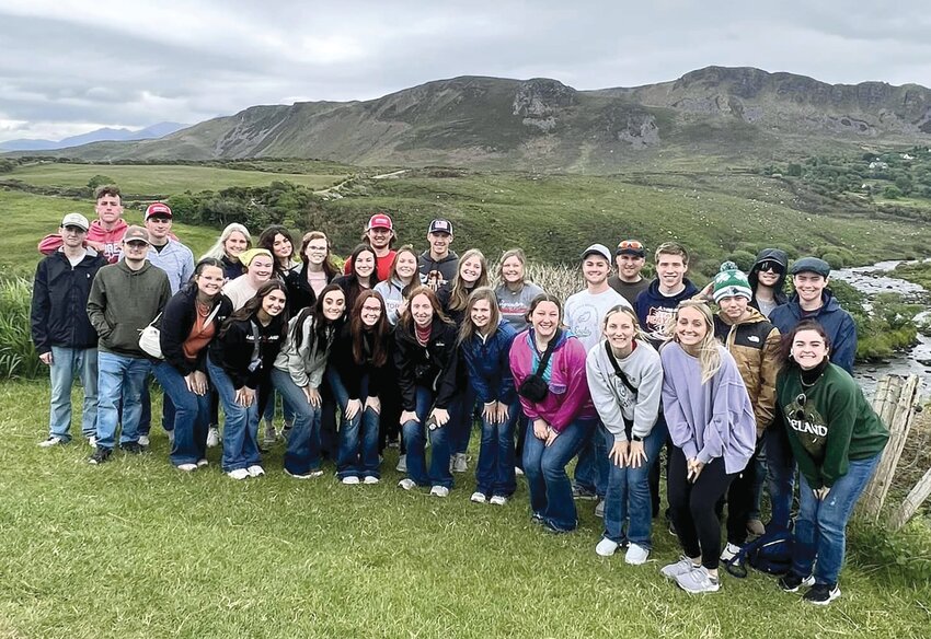 LLCC students participated in the LLCC Agricultural Study Abroad program in May.Particpants embarked on a ten day tour of  Ireland. Pictured above from the left are, Pierce Gwinn, Logan Armstrong, Liz Hayden, Peri Andras, Shaylee Maddox, Morgan Black, Grace McCurdy, Kaitlyn Zeedyk, Kylie Schakel, Maggie McClelland, Maycee Cordes and Caedyn Finneran. In the middle row are Matt Crow, Wyatt Mahoney, Mallory Bowers, Genesis Stockton, Hadley Broadwater, Morgan Edwards, Elisabeth Lee, Natalie Lavin, Lizzy Hoppe, Brittany Slightom, Luke Adams, Blaine Gilley, George Jacaway IV and Wes Bland. In the back row are Cole Repscher, Alex Sidener, Will Jenkins, and Klayton Komnick.