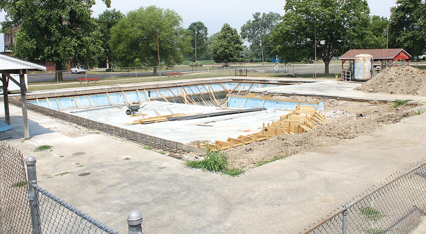 After years of waiting for state permits, Nokomis Memorial Park Pool is under construction as the necessary renovation is carried out. Pictured above is Memorial Park Pool under construction as they install a new gutter system and liner, as well as becoming more ADA accessible.