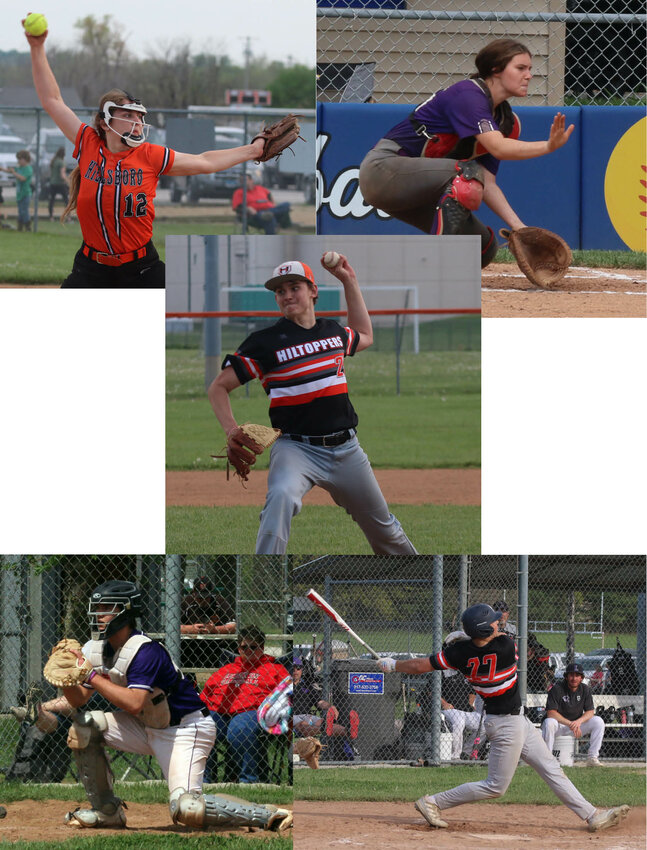 Montgomery County's all-conference baseball and softball players were Hillsboro's Anika Camp, Litchfield's Bella Roach; Hillsboro's Nathan Matoush, Litchfield's Carson Saathoff and Hillsboro's Ketch Mills.