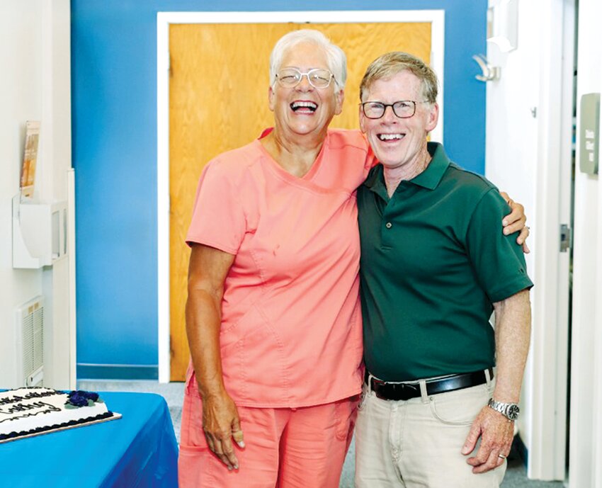Longtime Hillsboro nurse Cathy Adams, pictured above with fellow retiree Dr. Doug Byers, has retired after 44 1/2 years serving her community at Hillsboro Springfield East Clinic.