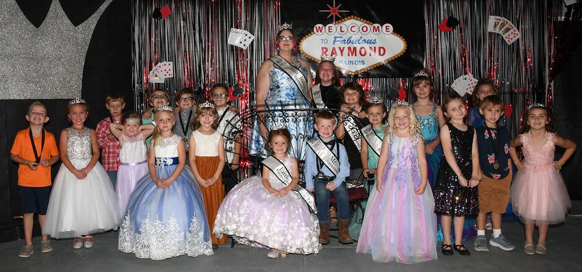 In front, from the left are Cora Owens, Rigley Skinner, 2023 Little Miss Independence Hadleigh Millburg, 2023 Mister Muscle Jesse Carron, Madalynn Millburg, Lucy Wagahoff, James Carriker and Blaire Seaton. In back are Grayson Bockewitz, Adelyn Nicol, Colton Owens, Gabryella Hayes, Zeke Meisner, Owen Meisner, Emmett Mitchelar, retiring 2022 Miss Independence Kasandra Reif, retiring 2022 Junior Miss Independence Josephine Beeler, retiring 2022 Mister Muscle Freddie Wagahoff, retiring 2022 Little Miss Independence Zoey Robinson, Evelyn Goebel and Jazlyn Wilfong.