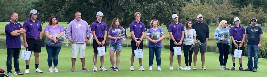 The Litchfield boys golf team celebrated the five senior members of this year&rsquo;s team on Wednesday, Sept. 13, at the Litchfield Country Club. From the left are Ian Otto, with parents Gary and Jessica Otto; A.J. Odle, awith parents Jim Odle and Amber Odle; Zach Leitschuh, with mom Dee Leitschuh; Tug Schwab, with parents Jenny and Ben Schwab; and Brawly Jacobs, with parents Kerri Bishop and Wade Jacobs.