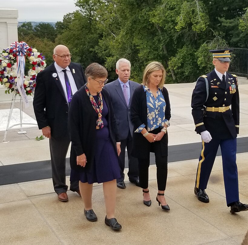 The Galers, at left, laid the wreath with Mike and Angie Fishman of Tennessee, as part of the National Newspaper Association Foundation convention in Washington, DC.