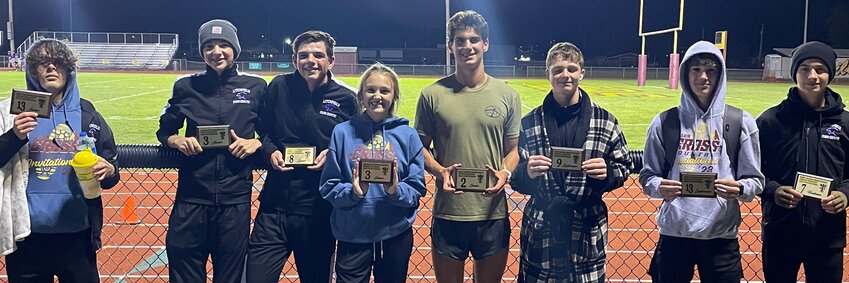 Ten Litchfield runners competed in the East Alton-Wood River Invitational on Saturday, Oct. 7. From the left are Matt Green, Kenny Traylor, Mitchell Floyd, Joelle Hughes, Camden Quarton, Braxton Kieffer, Alec Roach and Chris McGee. Not pictured are Rilynn Younker and Darby Braasch.