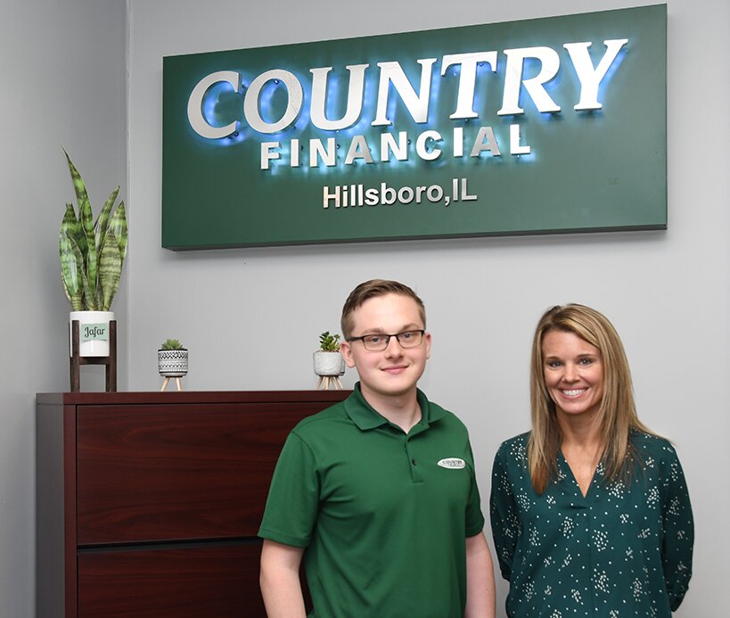 Logan Altenberger, at left, has joined Jessica Chappelear as an insurance agent at Country Financial in downtown Hillsboro.