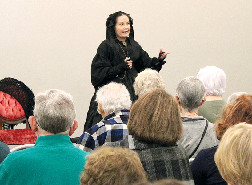 Mary Todd Lincoln visited Hillsboro on Sunday, Oct. 15, in the form of a performance by professional Lincoln impersonator Pam Brown. Nearly 80 local residents attended the performance, sponsored by the Historical Society of Montgomery County.