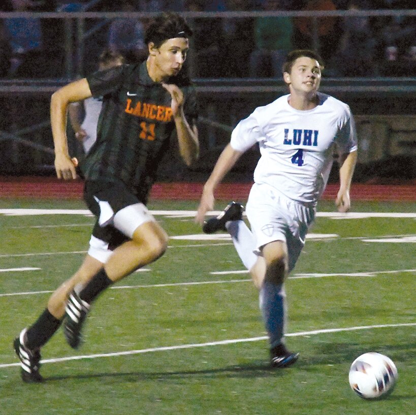 Lincolnwood's Jacob Butler (#11) got the Lancers off to a quick start in Pleasant Plains on Friday, Oct. 13, scoring two goals in the first eight minutes of their regional semifinal against Lutheran. Butler's brace held up despite a goal midway through the second half by Lutheran's Noah Rodenburg as Lincolnwood moved on to the regional championship game on Tuesday, Oct. 17, at 4:30 p.m.