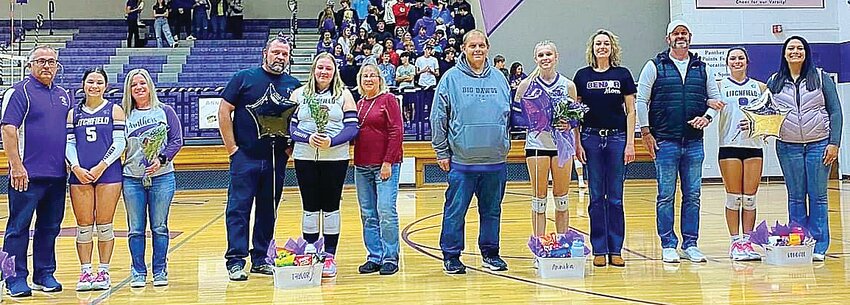 Prior to the game seniors Amy Frerichs, Taylor Bradburn, Kendall Stewart and Annika Rhodes were honored along with their parents for their service to the program. All four players played a part in Thursday&rsquo;s win.